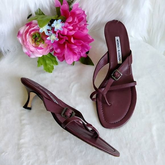 burgundy kitten heel sandals